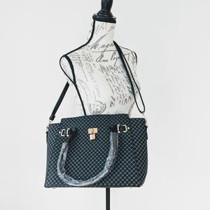 Brand New Large Black Padlock Satchel Bag